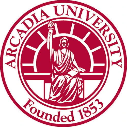 A round logo that says Arcadia University Founded 1853