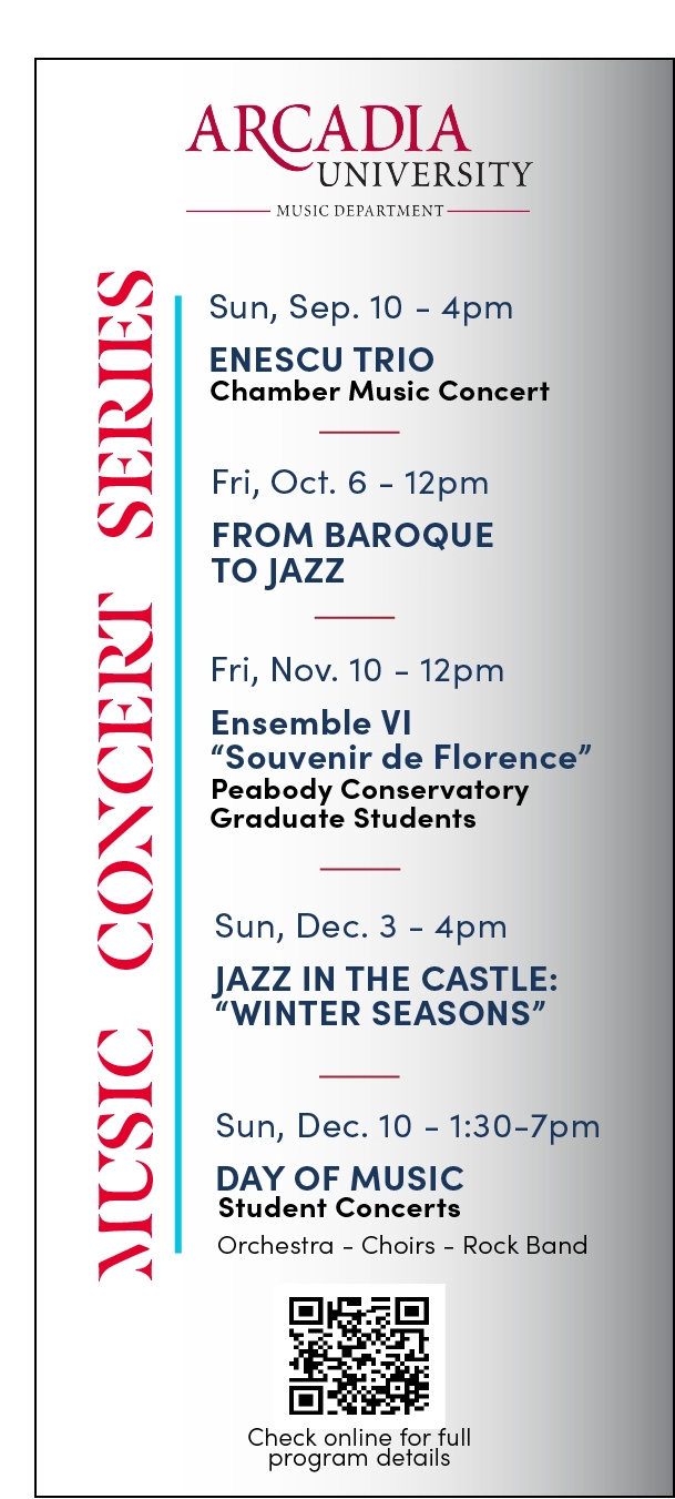 A banner highlighting events and date in the Music Concert Series.