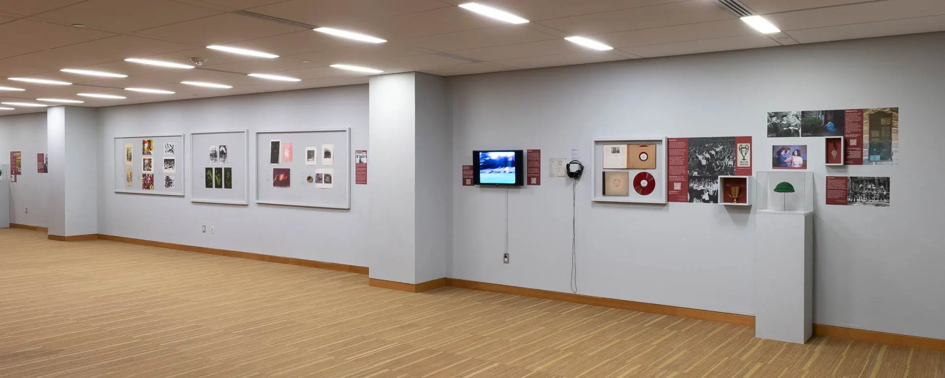 Installation view, "Arcadia Collects: Art, Objects + Ephemera from the University Archives, Rosedale Gallery, University Commons, photo: Sam Fritch