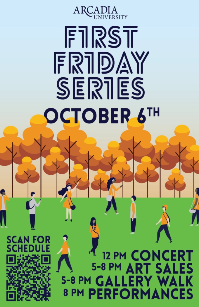 A poster promoting First Friday Series!