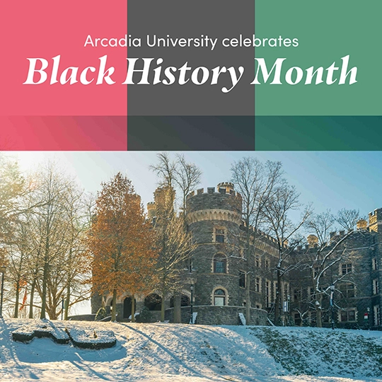 A black history month graphic for Arcadia University
