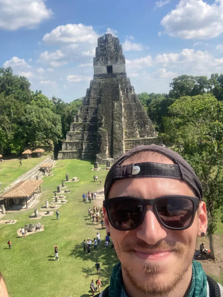 Joe in front of Mayan ruins.