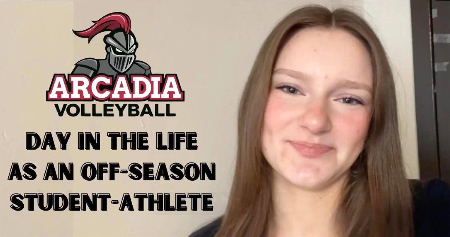 Devon Young ’28 next to text that reads "Day in the Life as an Off-Season Studnet-Athlete".
