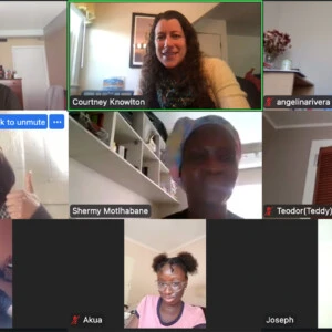 Arcadia and Naledi students and faculty on Zoom together.