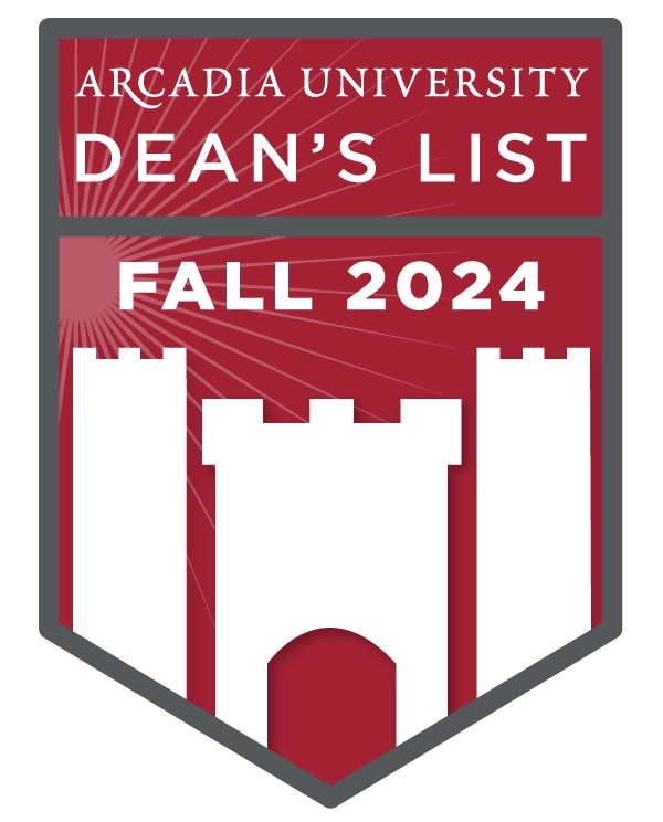 The badge for Arcadia University's Fall 2024 Dean's List.