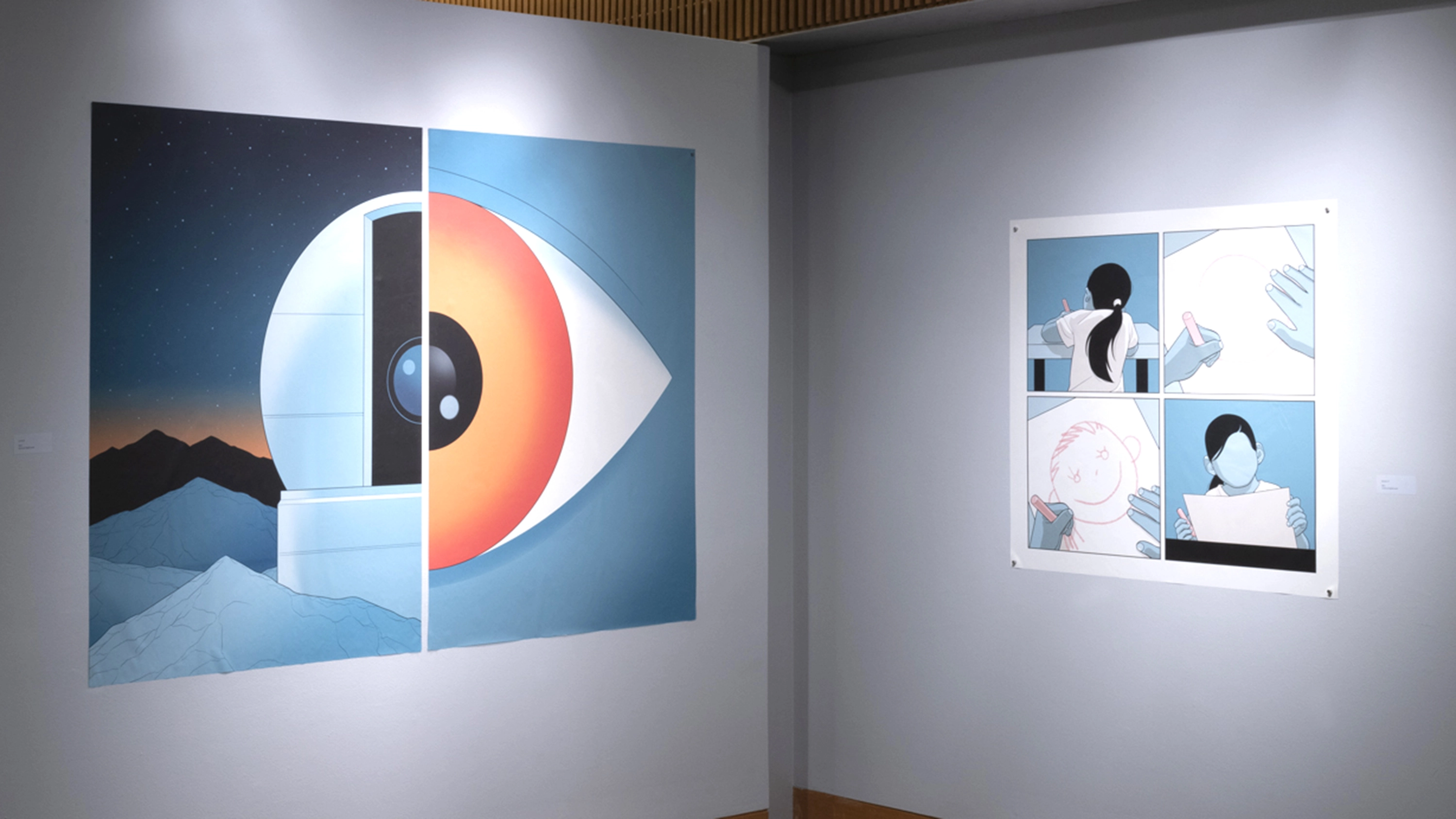 Installation view No Particular Order Illustrations by Anuj Shrestha