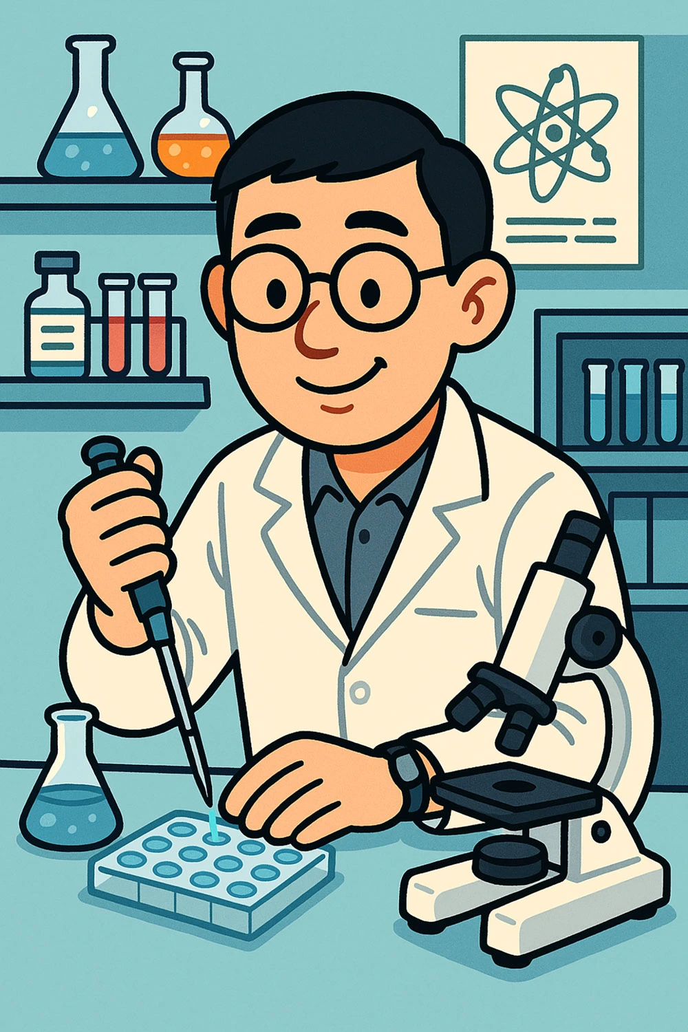 A scientist using an eyedropper.