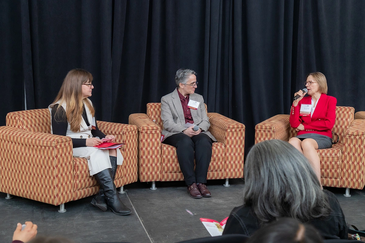 Joann B. Sweasy being interviewed by Dr. Sheryl T. Smith, Professor, Department of Biology and Dr. Maria Theodoraki, Associate Professor, Department of Biology