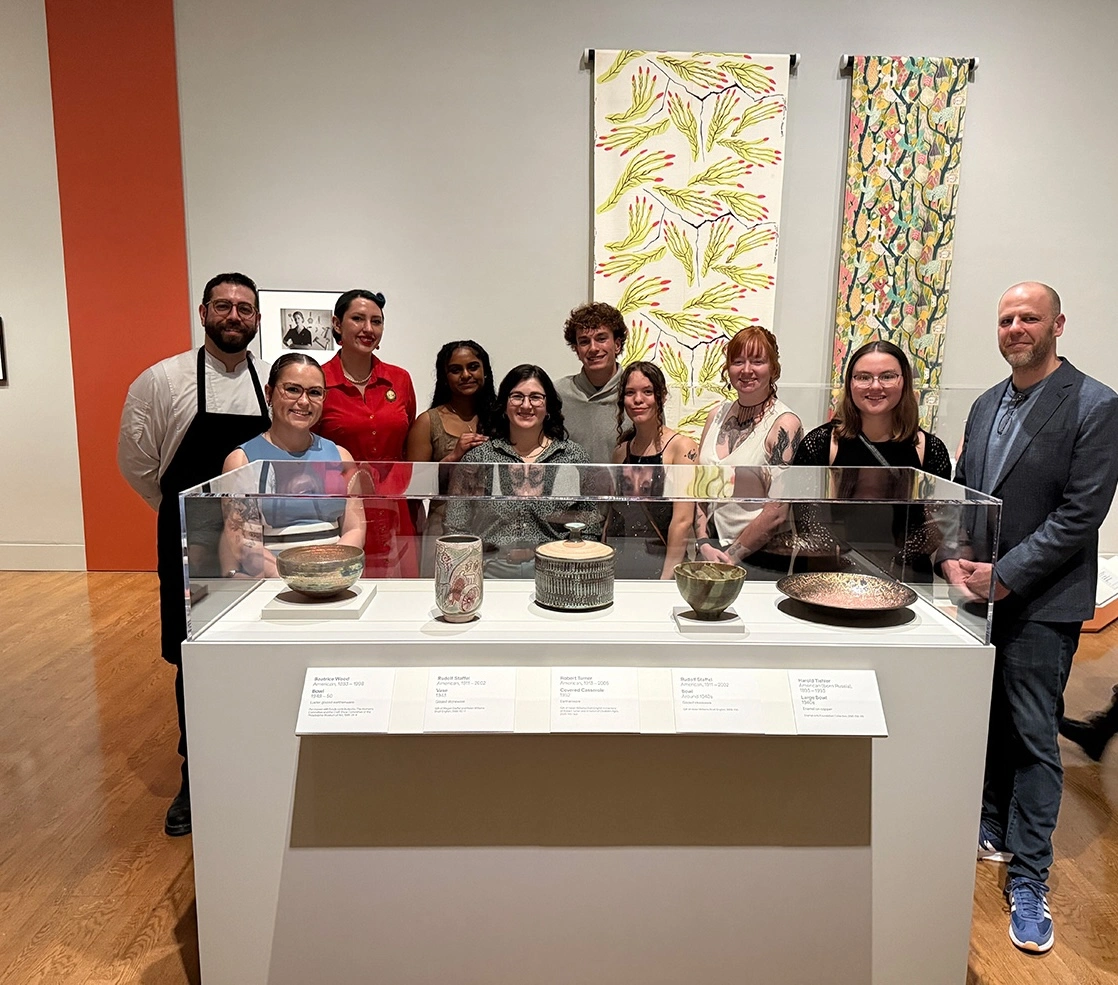 Students in the Advanced Ceramics class, along with Prof. Gregg Moore and Chef Alex Vasquez, at the Philadelphia Museum of Art